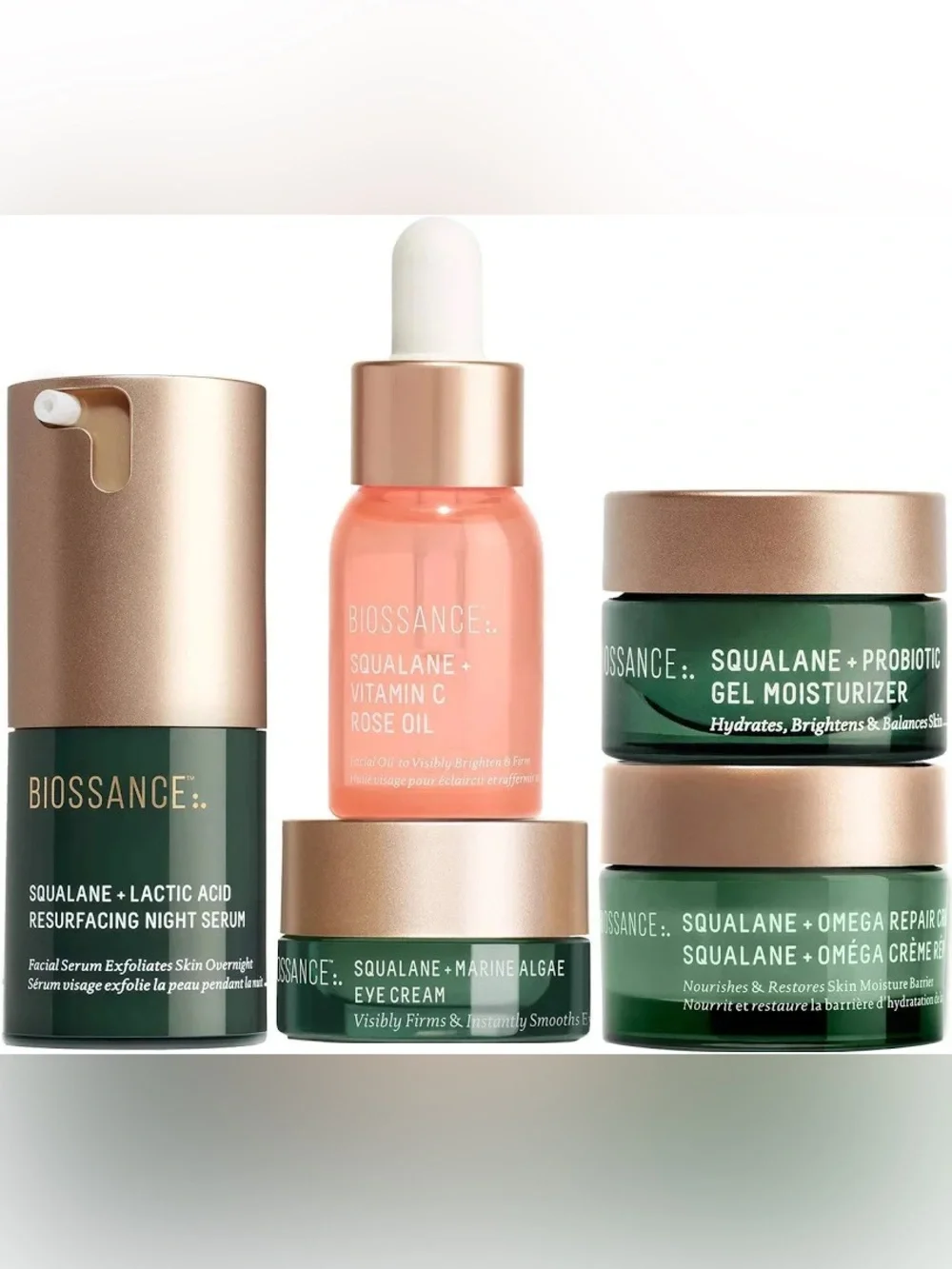 BIOSSANCE 5 Pc Overachievers Clean Routine Moisturizer & Serum Set